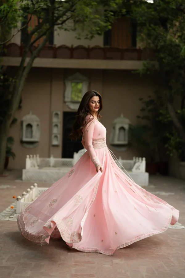 Back view of Gul luxury pink silk sari