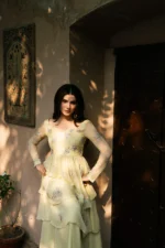 Full-length Sunehri embroidered peplum dress