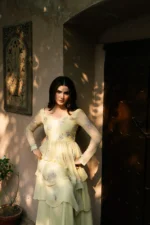 Full-length Sunehri embroidered peplum dress