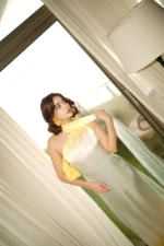 Elora one-shoulder silhouette with delicate shimmer detailing