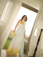 Elora full-length one-shoulder outfit with matching neck wrap