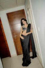 Midnight Saree in pure Shemooz silk styled for sophisticated evening occasions